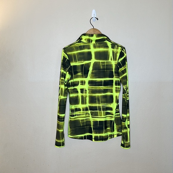 Nike Pro Multi Green Neon Quarter Zip Lightweight Womens Size Large Thumbholes - Picture 5 of 7